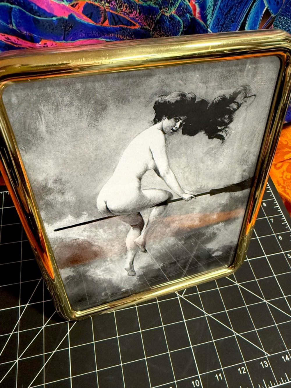 Nude Witch Flying Witch Framed Art Goddess Moon Pagan Mythology Magic
